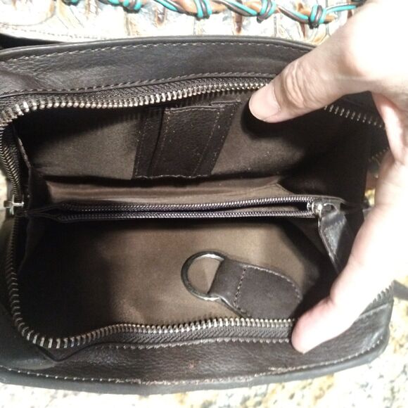 Lonestead Range Genuine Embossed Leather Cowhide Western Crossbody Bag Purse - Picture 13 of 16